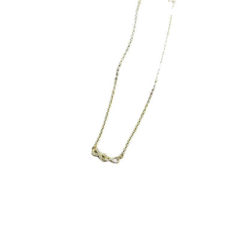 Infinity Necklace For Women Featuring Copper Pendant With Zircon Inlay On A Cable Chain