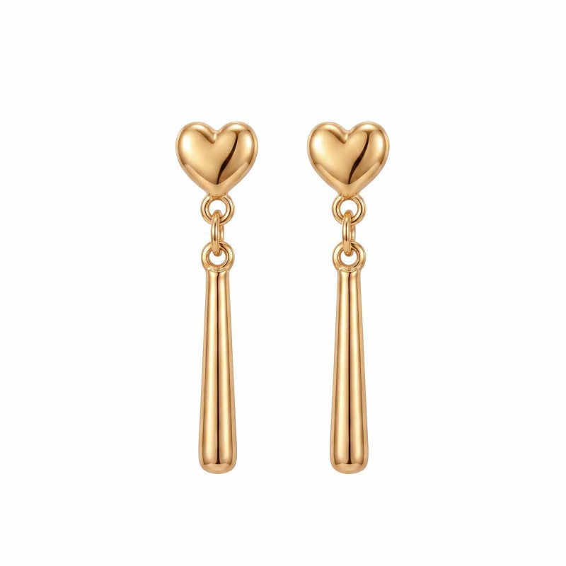 Heart Shape Earrings For Women In Gold Alloy With Electroplated Finish And 304 Stainless Steel Ear Pins