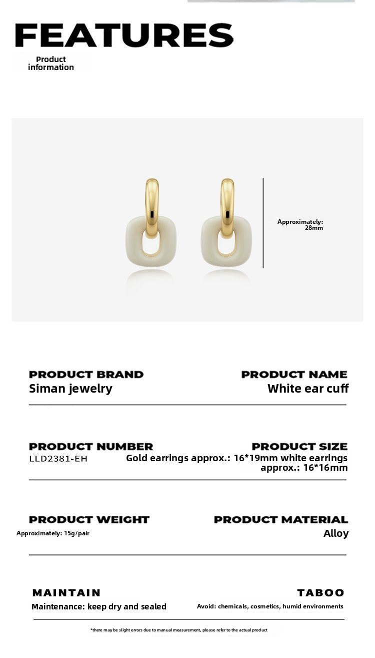 Circle Enamel Drop Earrings In Alloy With Copper Ear Pins, New Style For Women