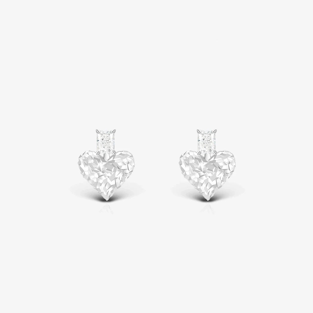 Heart Shape Earrings For Women, 1 Pair Copper Earrings Featuring Silver Plated Gold Finish