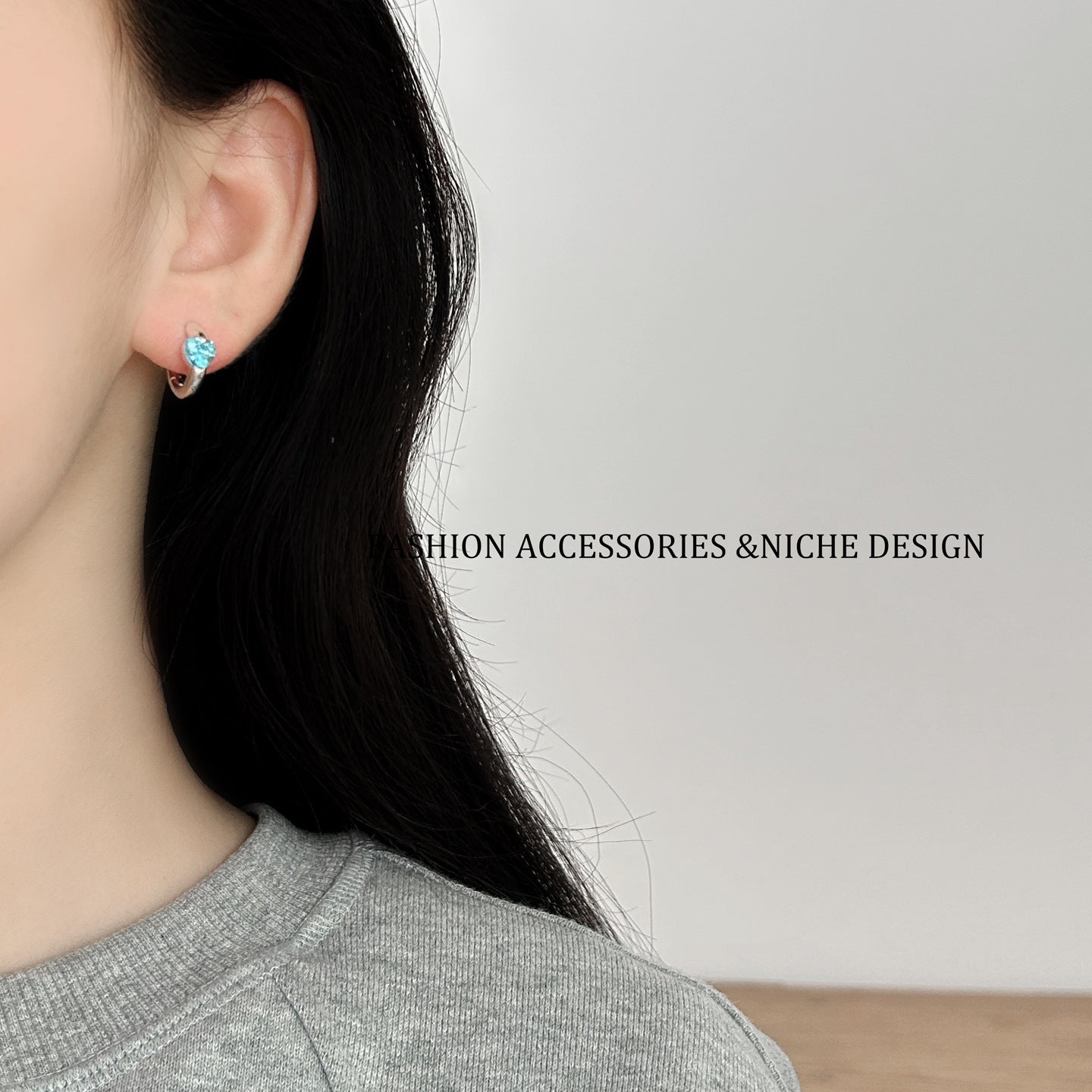 Heart Shape Stud Earrings For Women In Copper With Electroplated Gold Plating And Zircon Inlay