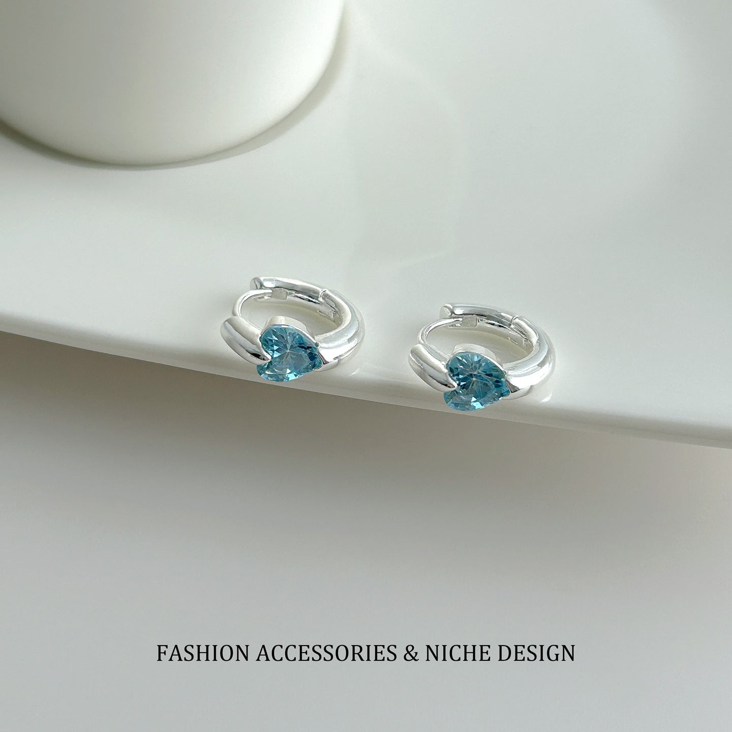 Heart Shape Stud Earrings For Women In Copper With Electroplated Gold Plating And Zircon Inlay