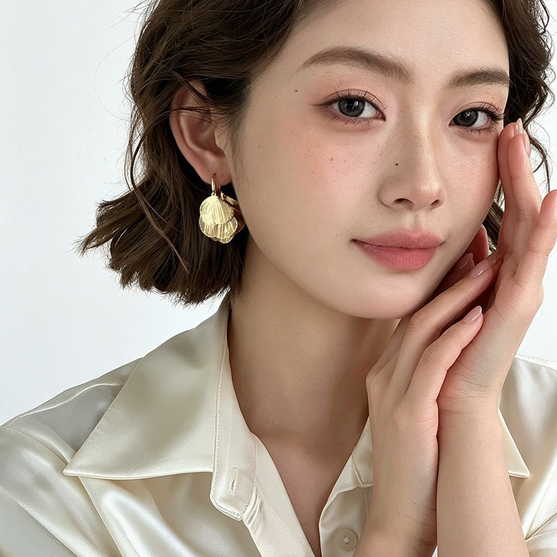 Heart Shape Earrings For Women In Gold Alloy Featuring Simple Style With 304 Stainless Steel Ear Pins