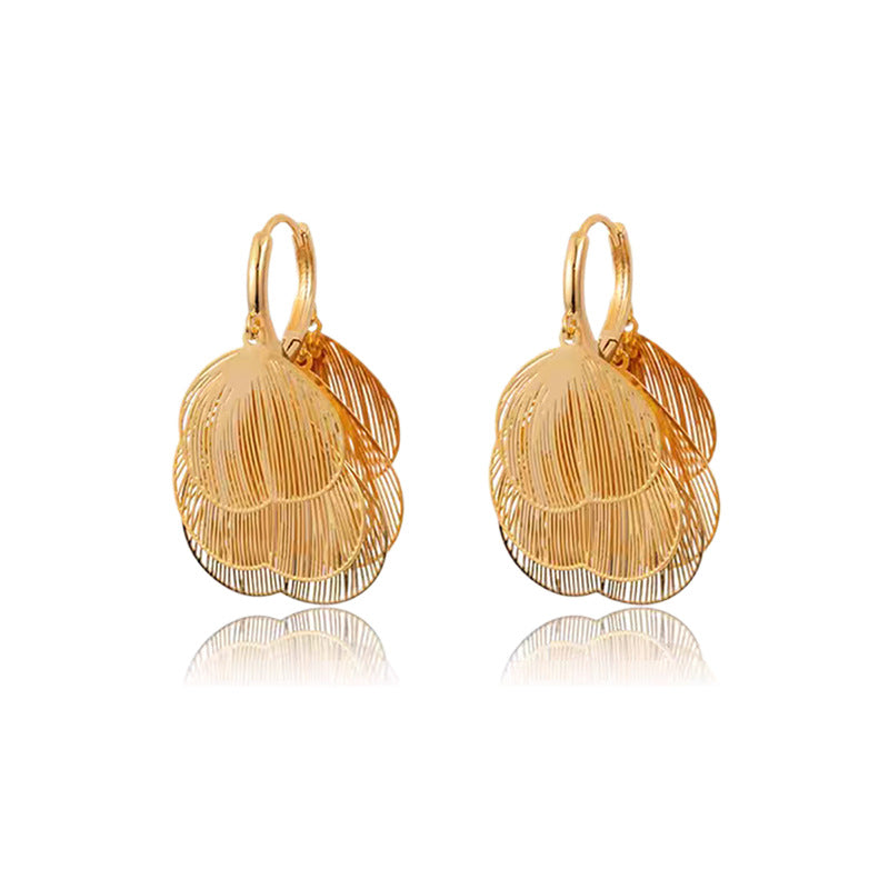 Heart Shape Earrings For Women In Gold Alloy Featuring Simple Style With 304 Stainless Steel Ear Pins