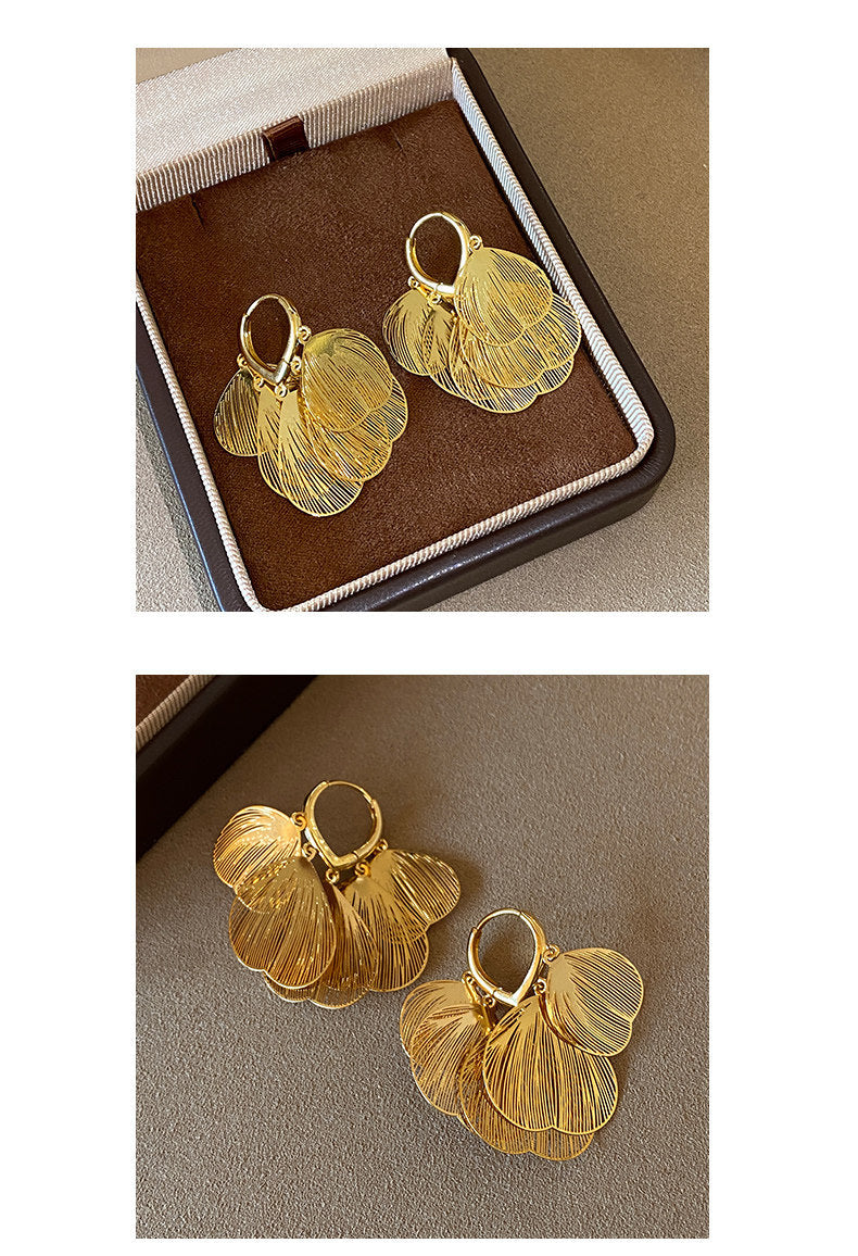 Heart Shape Earrings For Women In Gold Alloy Featuring Simple Style With 304 Stainless Steel Ear Pins