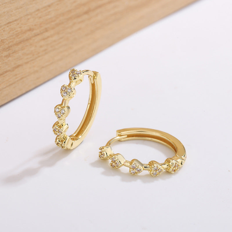 Heart Shape Earrings For Women In Gold Featuring Electroplated Finish And Copper Ear Pins