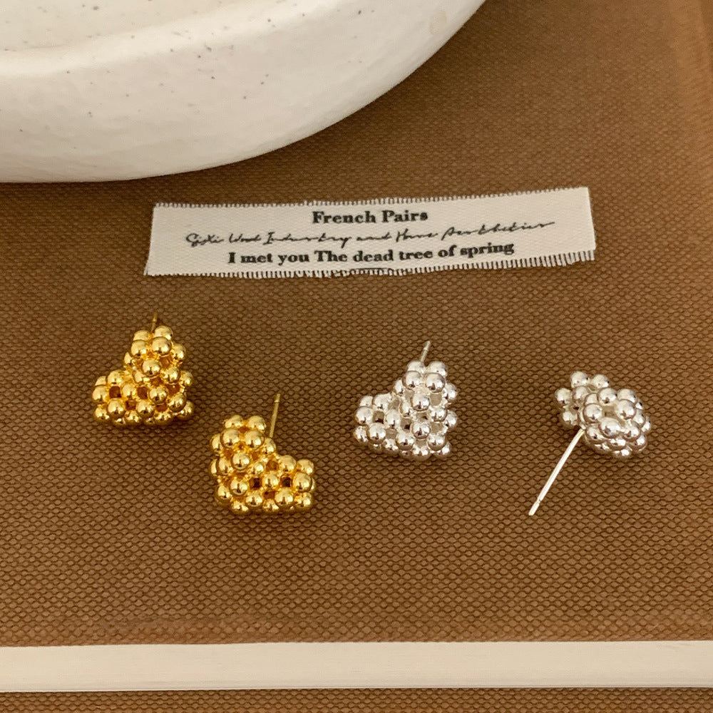 Heart Shape Beading Earrings For Women Featuring Gold Color And Copper Ear Pins