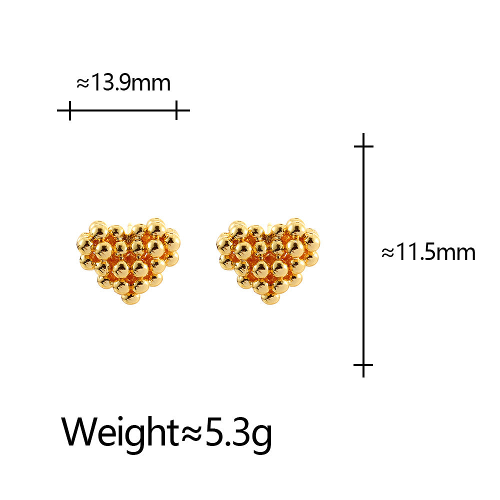 Heart Shape Beading Earrings For Women Featuring Gold Color And Copper Ear Pins