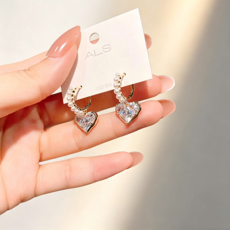 Heart Shape Earrings For Women Featuring Real Gold Plated Material And Zircon Inlay In New Style