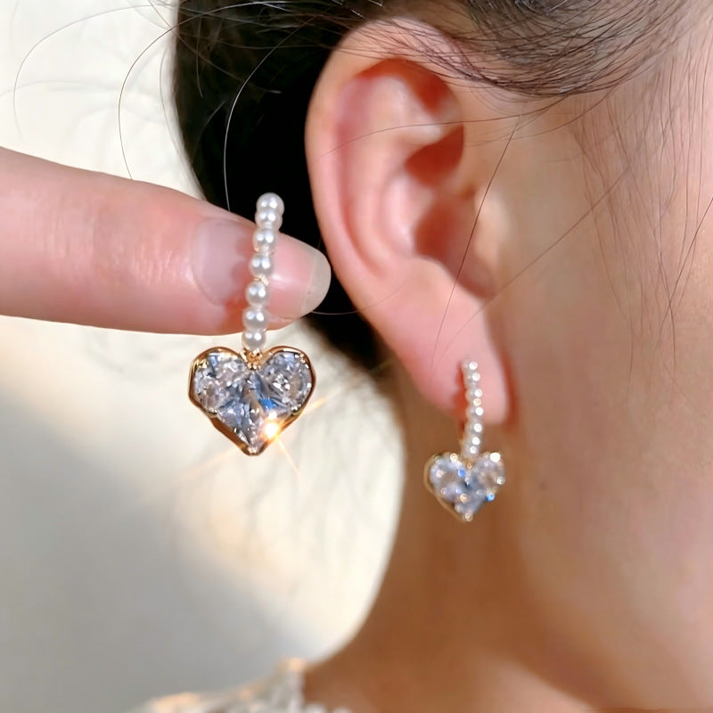 Heart Shape Earrings For Women Featuring Real Gold Plated Material And Zircon Inlay In New Style