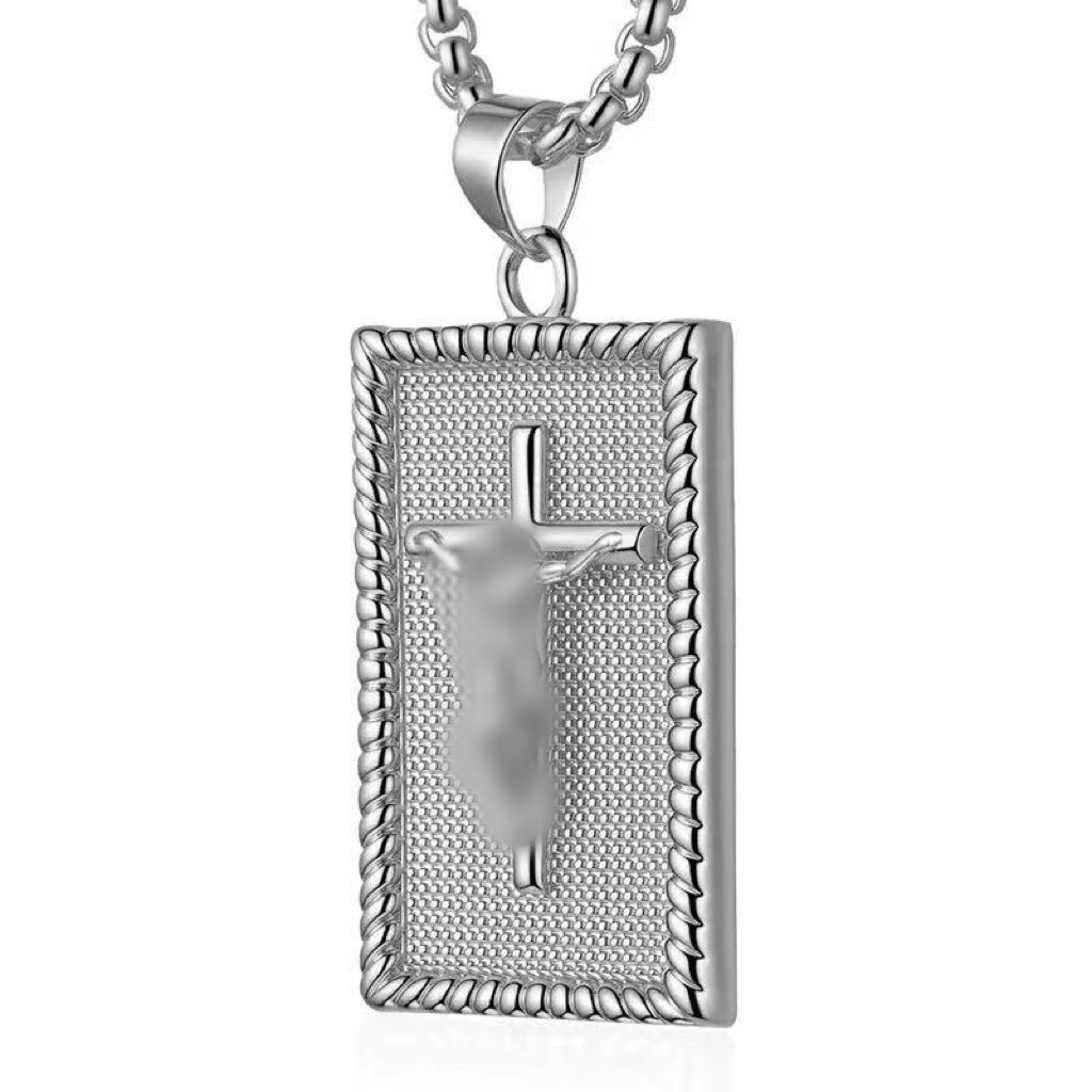 Men's Cross Necklace With Real Gold Plated 304 Stainless Steel And Copper Pendant, Featuring Box Chain
