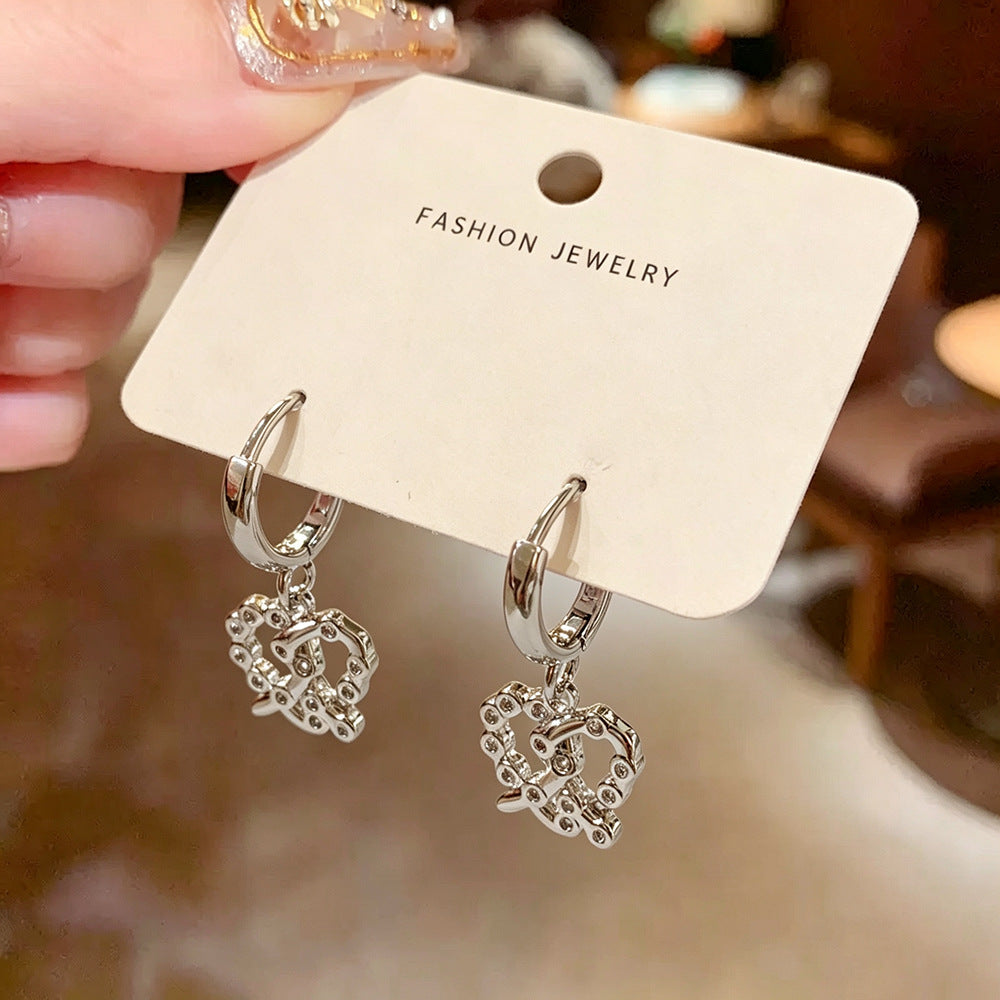 Heart Shape Earrings For Women Featuring 18K Real Gold Plated Copper Alloy With Zircon Inlay