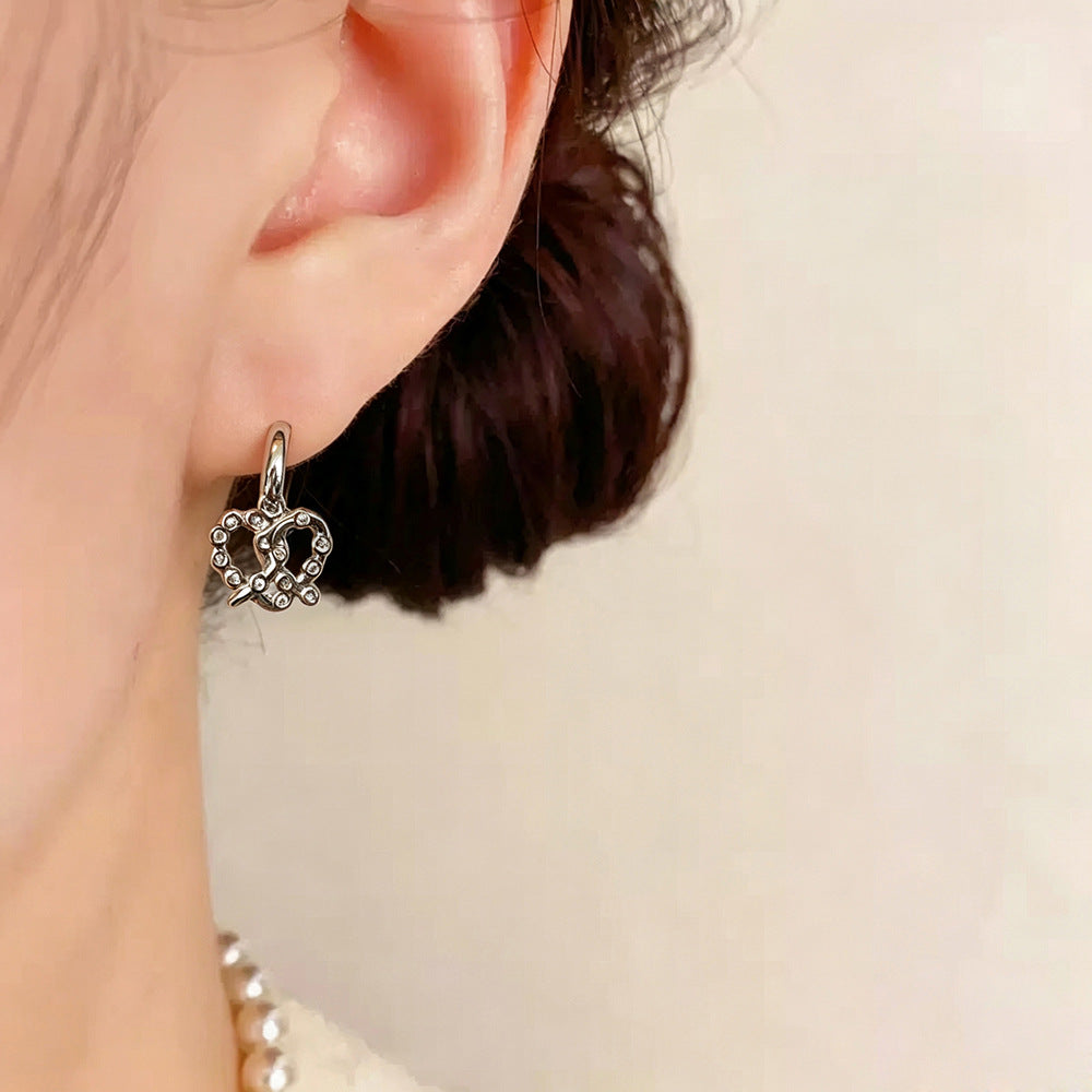 Heart Shape Earrings For Women Featuring 18K Real Gold Plated Copper Alloy With Zircon Inlay