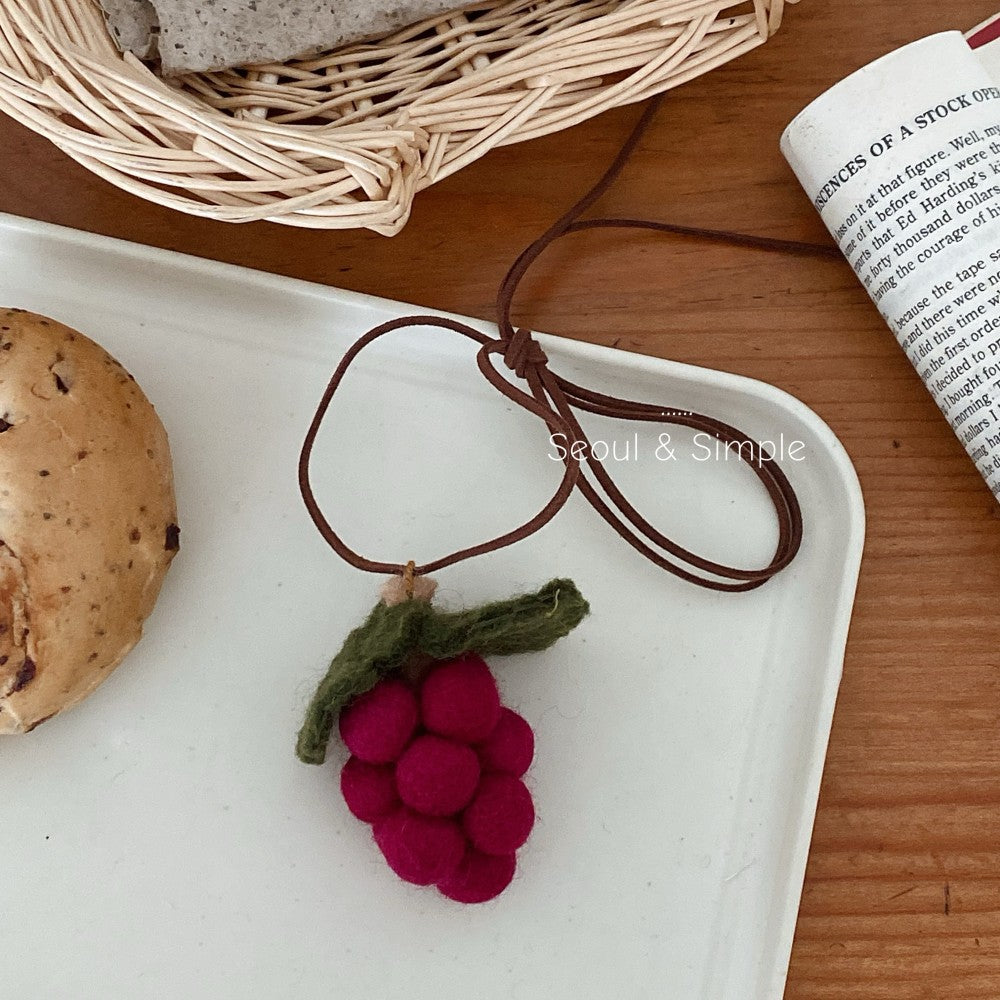 Handmade Green Wool Felt Fruit Key Chain Featuring Cute Style, Perfect For Summer Accessories