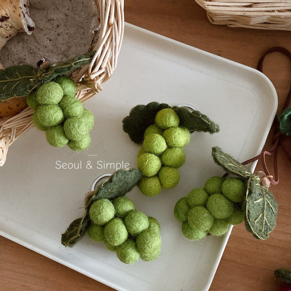 Handmade Green Wool Felt Fruit Key Chain Featuring Cute Style, Perfect For Summer Accessories
