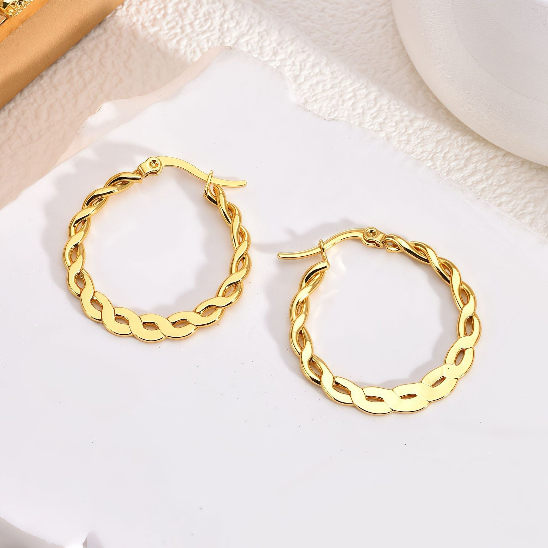 Circle Earrings For Unisex Featuring Electroplated Gold Finish With 304 Stainless Steel Ear Pins