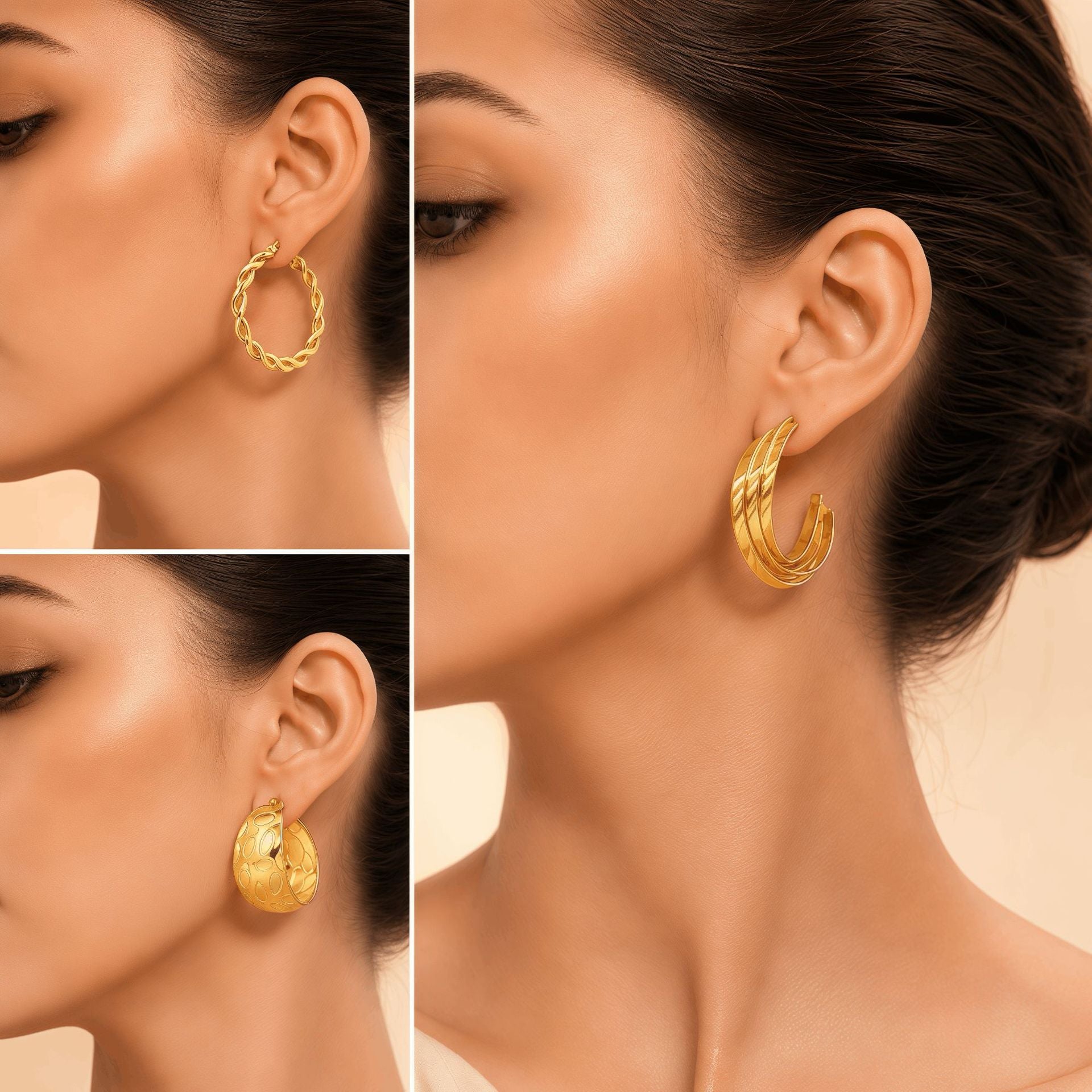 Circle Earrings For Unisex Featuring Electroplated Gold Finish With 304 Stainless Steel Ear Pins