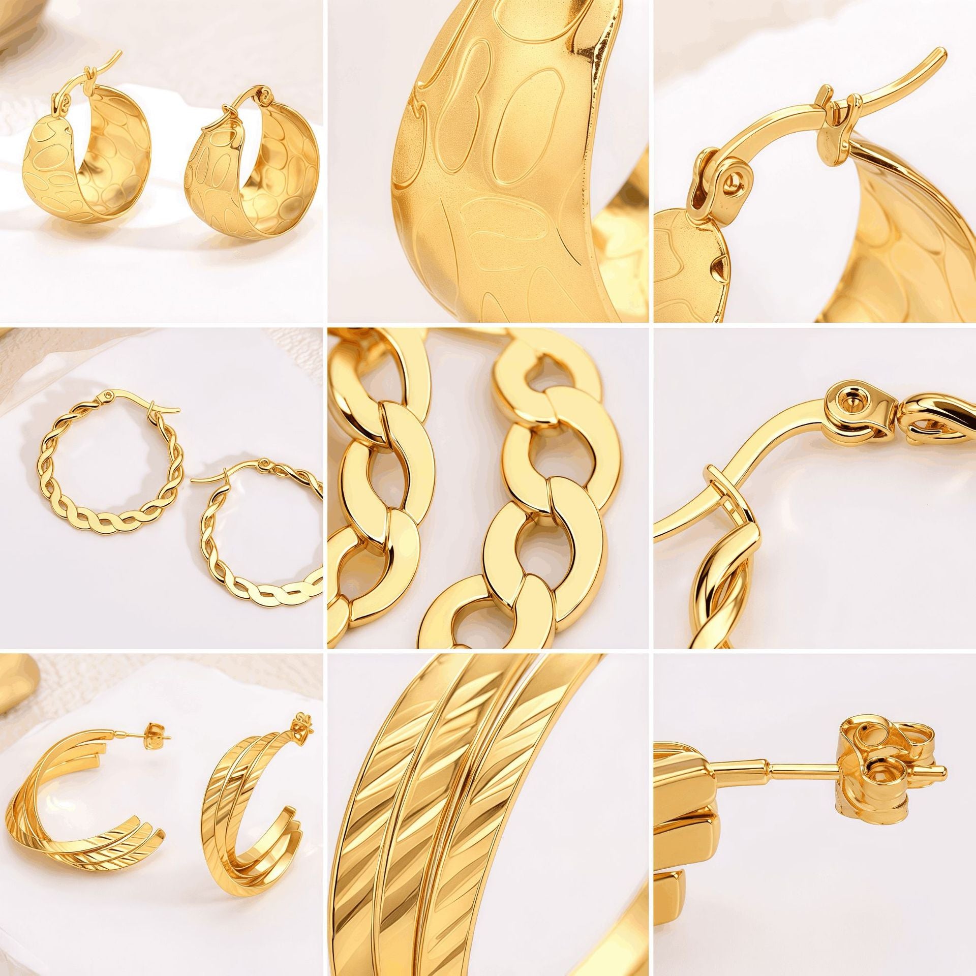 Circle Earrings For Unisex Featuring Electroplated Gold Finish With 304 Stainless Steel Ear Pins