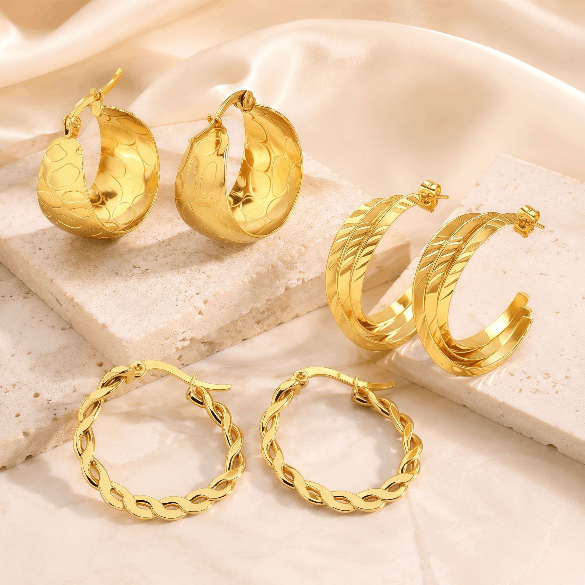 Circle Earrings For Unisex Featuring Electroplated Gold Finish With 304 Stainless Steel Ear Pins