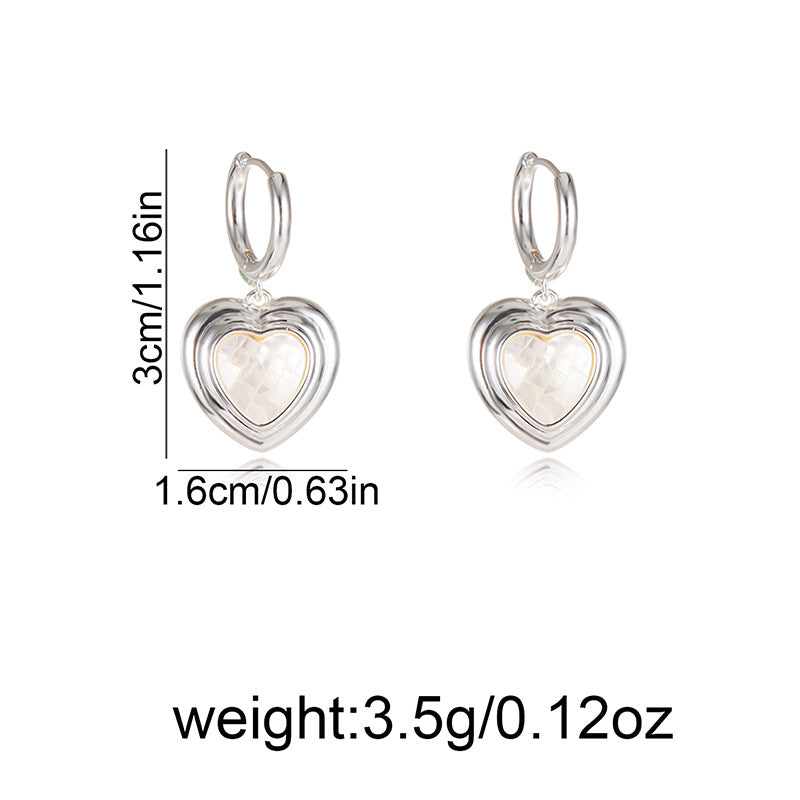 Heart Shape Shell Earrings With Real Gold Plated 925 Sterling Silver Studs, Simple Style For Women