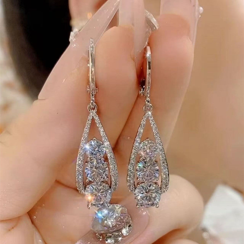 Heart Shape Earrings For Women Featuring Real Gold Plated Copper With Zircon Inlay