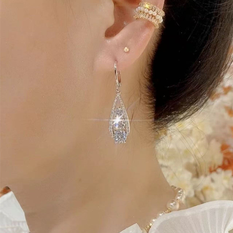 Heart Shape Earrings For Women Featuring Real Gold Plated Copper With Zircon Inlay