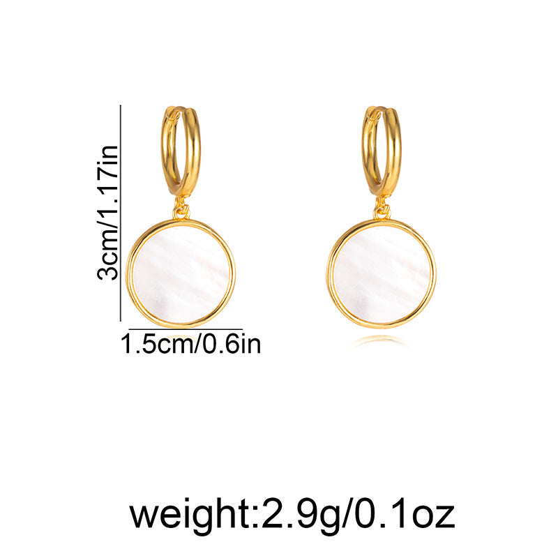 Heart Shape Shell Earrings With Real Gold Plated 925 Sterling Silver Studs, Simple Style For Women