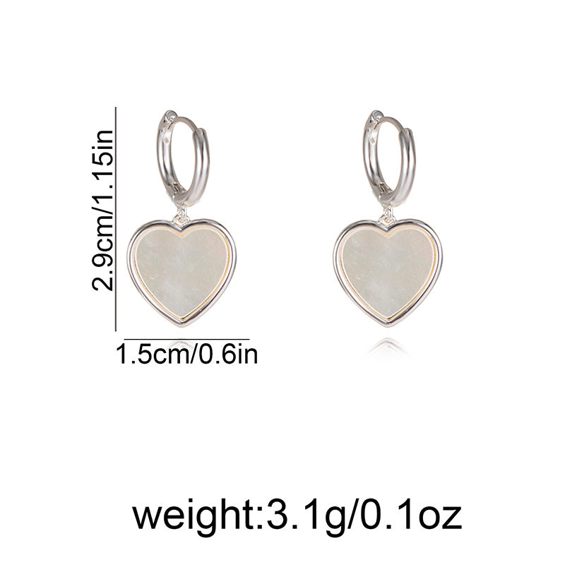 Heart Shape Shell Earrings With Real Gold Plated 925 Sterling Silver Studs, Simple Style For Women