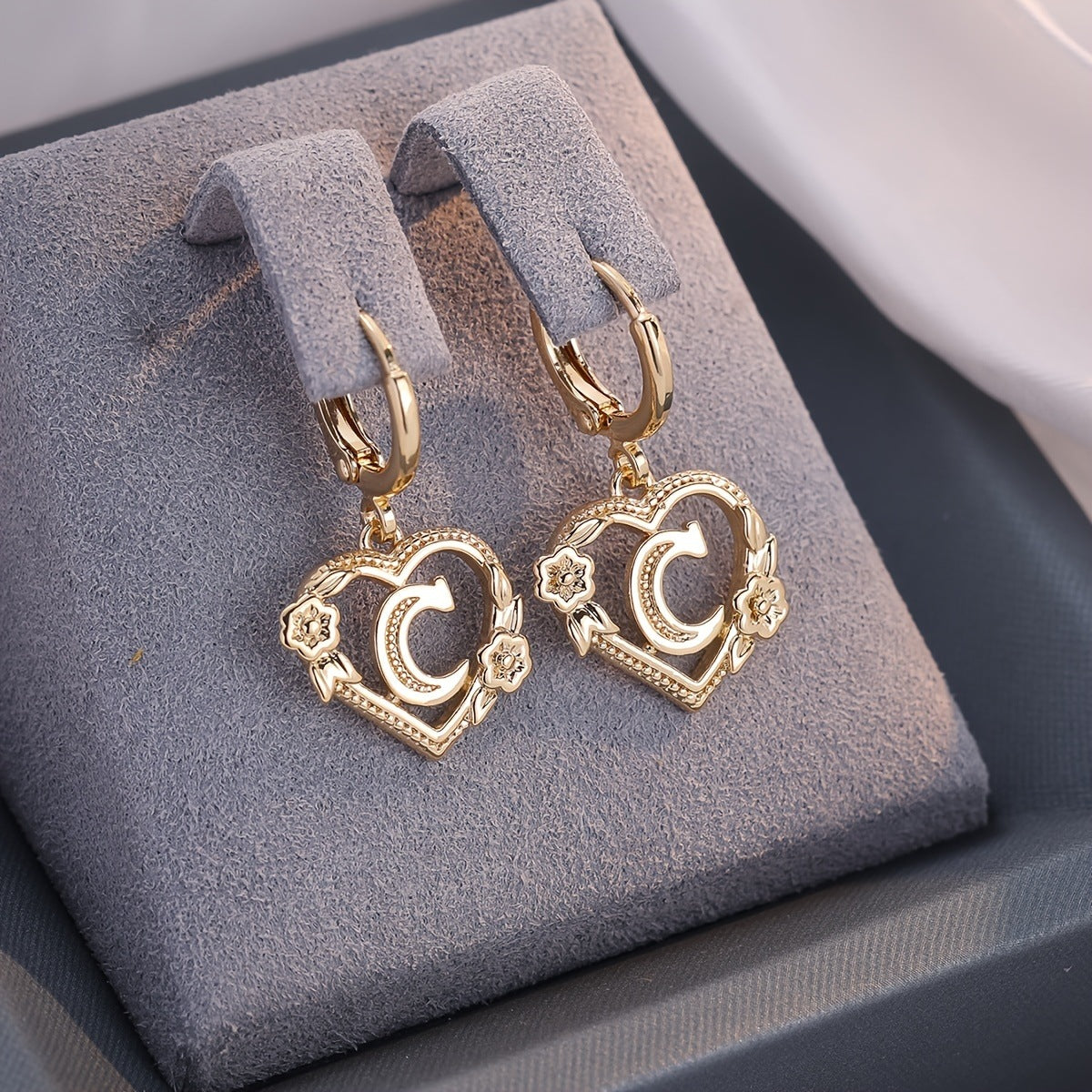 Heart Shape Earrings For Women In Sweet Style With Gold Finish Featuring 304 Stainless Steel Posts