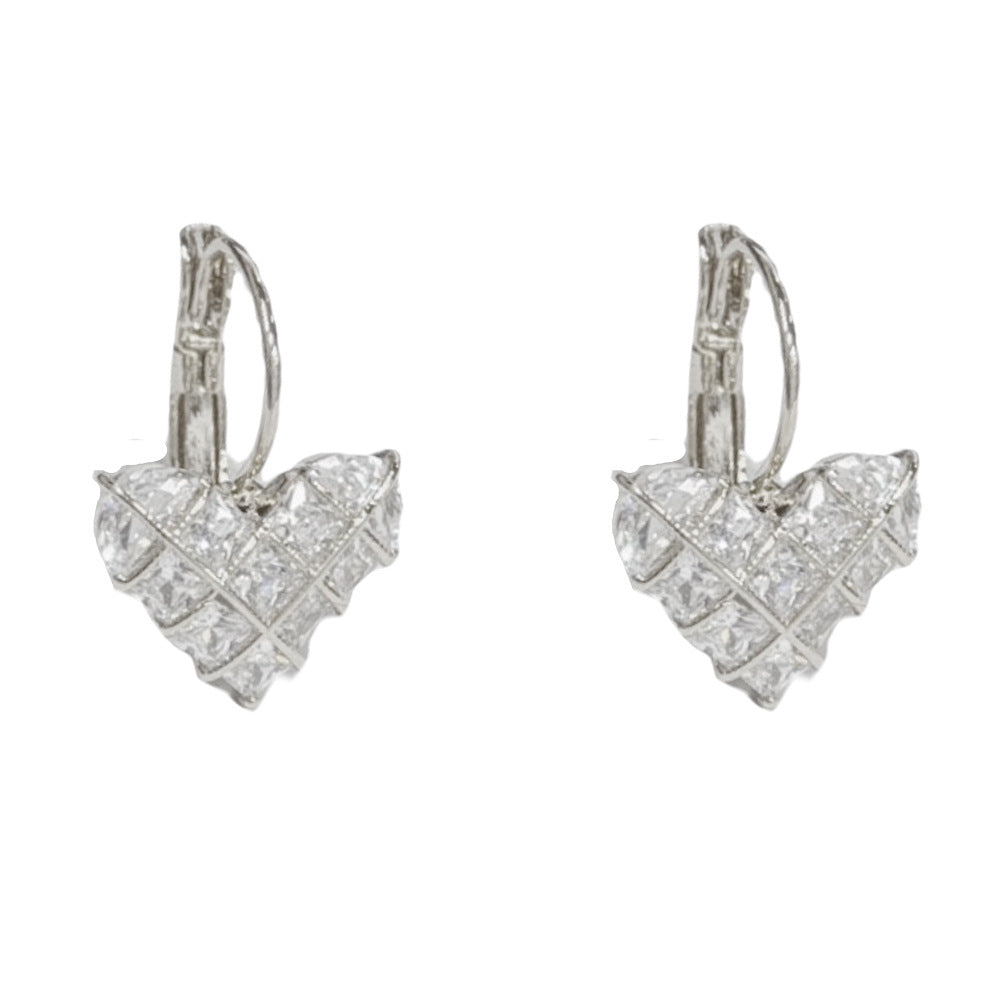 Heart Shape Hoop Earrings For Women In Simple Style, Copper With Real Gold Plated And Zircon Inlay