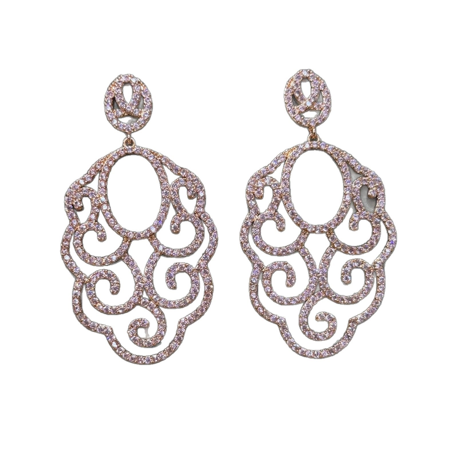 Geometric Earrings For Women In Natural Pink Copper With Electroplated Finish And 925 Sterling Silver Ear Pins