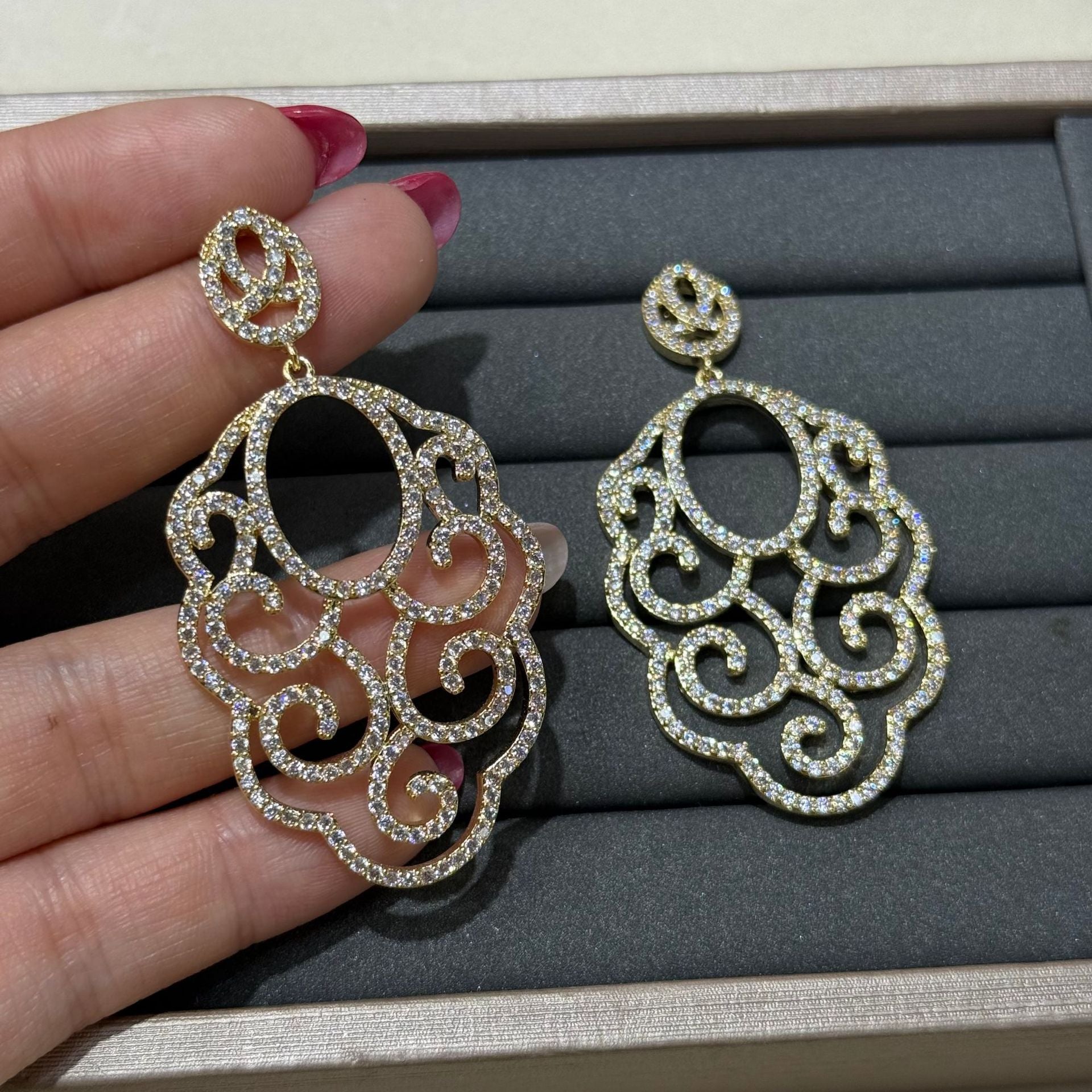 Geometric Earrings For Women In Natural Pink Copper With Electroplated Finish And 925 Sterling Silver Ear Pins