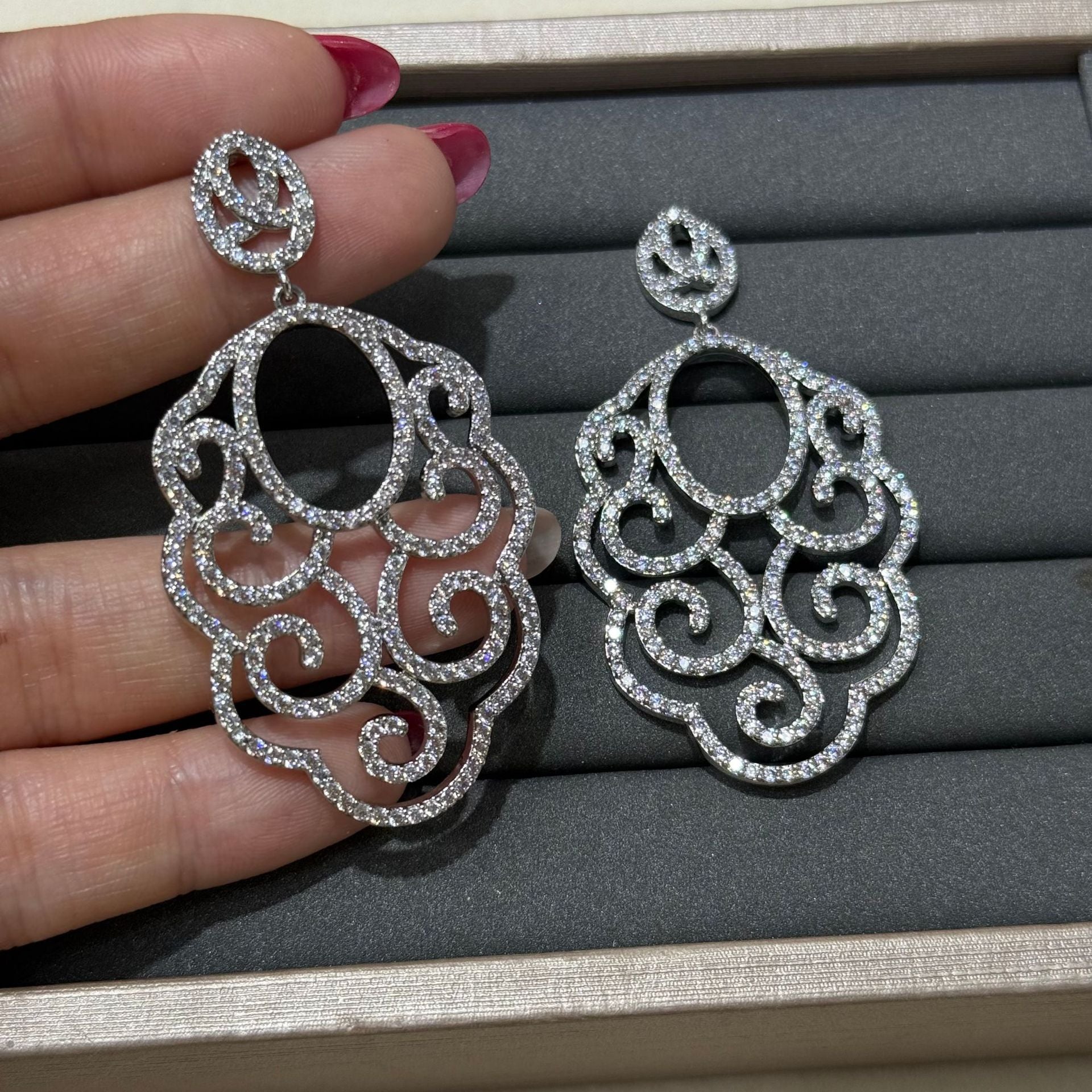 Geometric Earrings For Women In Natural Pink Copper With Electroplated Finish And 925 Sterling Silver Ear Pins