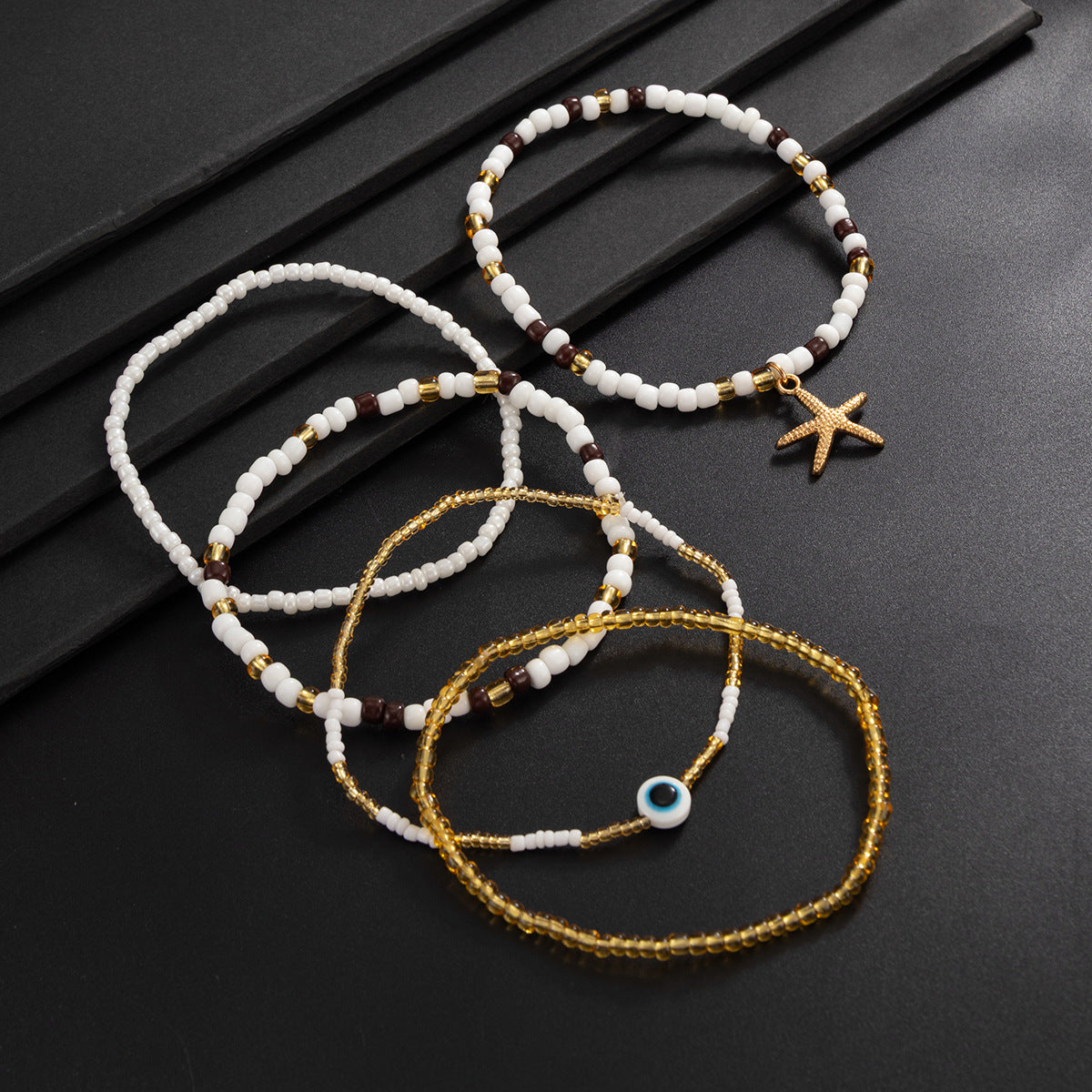 Devil's Eye Men's Bohemian Seed Bead Bracelet In Multicolor, 1 Set