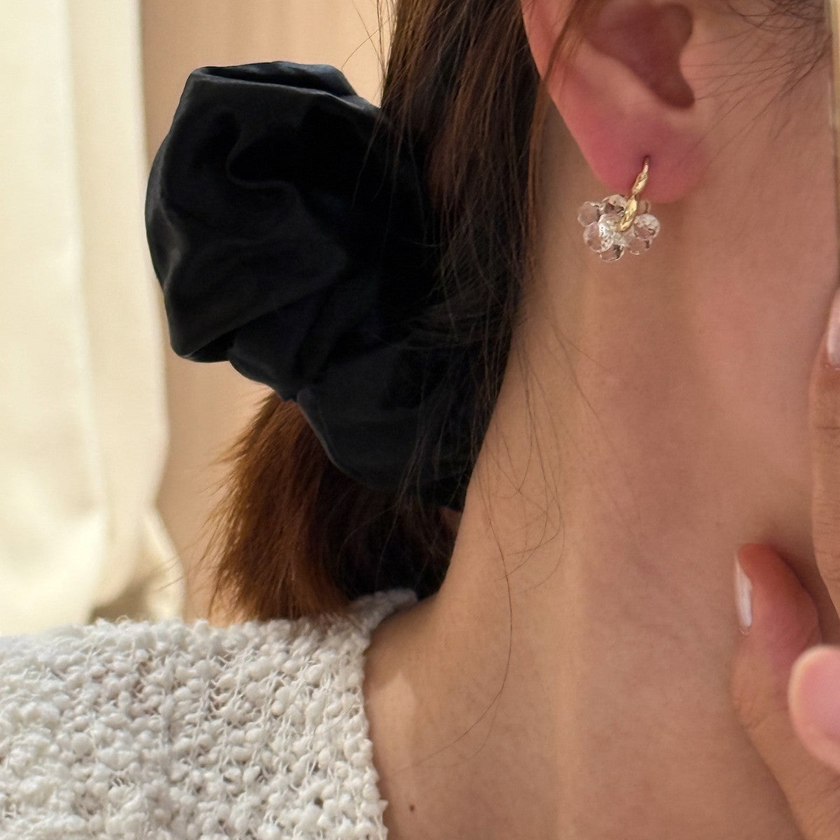 Heart Shape Clip Earrings For Women With Copper Studs, Real Gold Plated And White Crystal Inlay