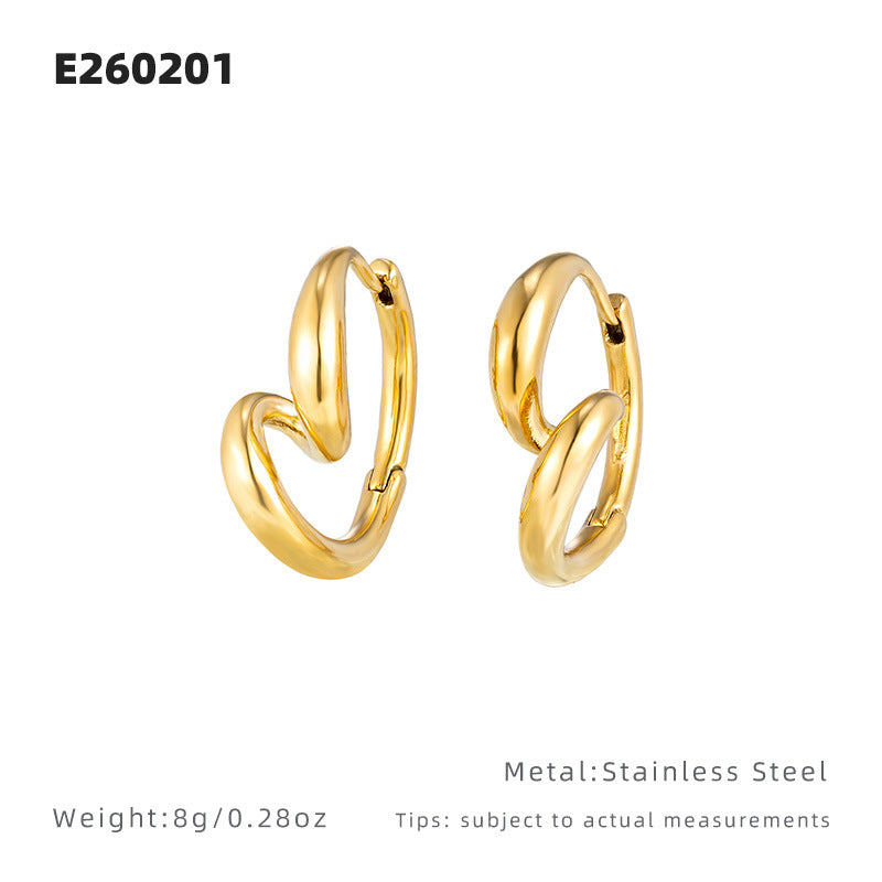 Heart Shape Unisex Earrings In 18K Real Gold Plated With Titanium Steel Studs