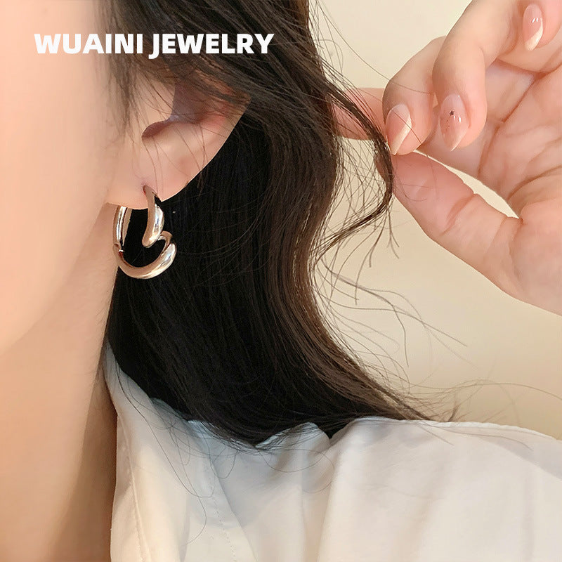 Heart Shape Unisex Earrings In 18K Real Gold Plated With Titanium Steel Studs