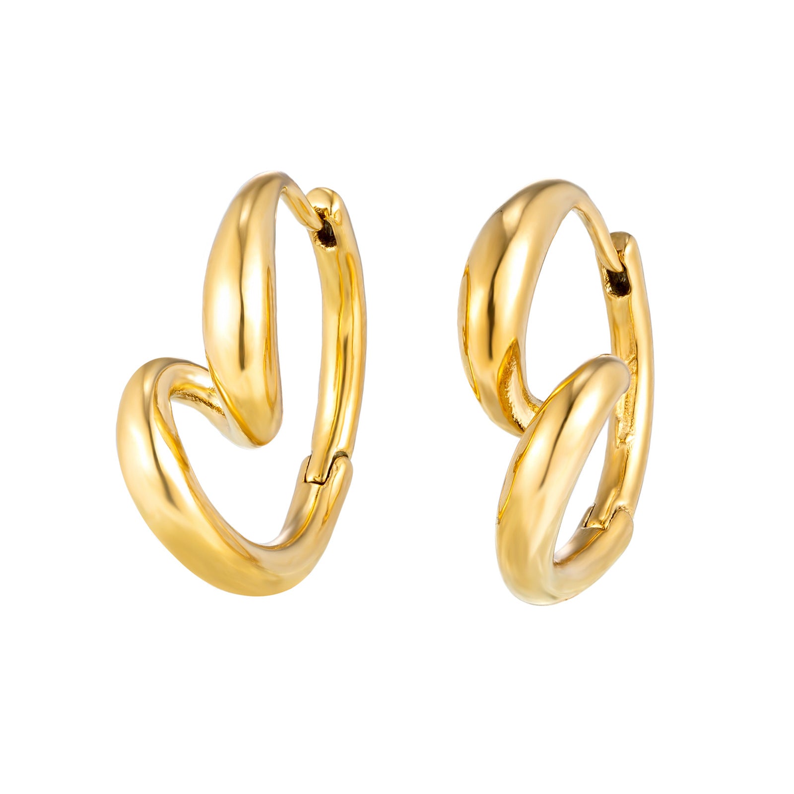 Heart Shape Unisex Earrings In 18K Real Gold Plated With Titanium Steel Studs