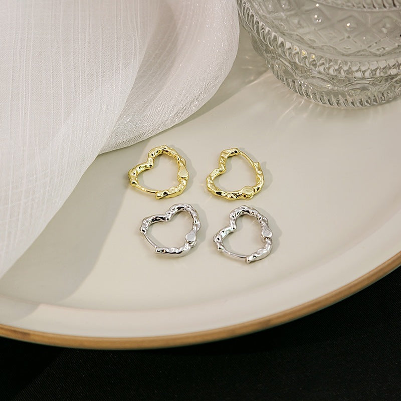 Heart Shape Stud Earrings In New Style With Electroplated Alloy And 304 Stainless Steel Posts For Women
