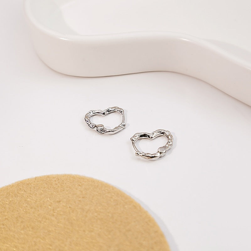 Heart Shape Stud Earrings In New Style With Electroplated Alloy And 304 Stainless Steel Posts For Women