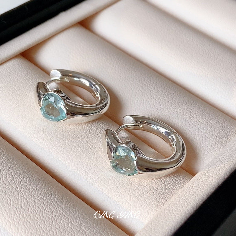 Heart Shape Earrings For Women In Silver Featuring Copper Ear Pins And Zircon Inlay