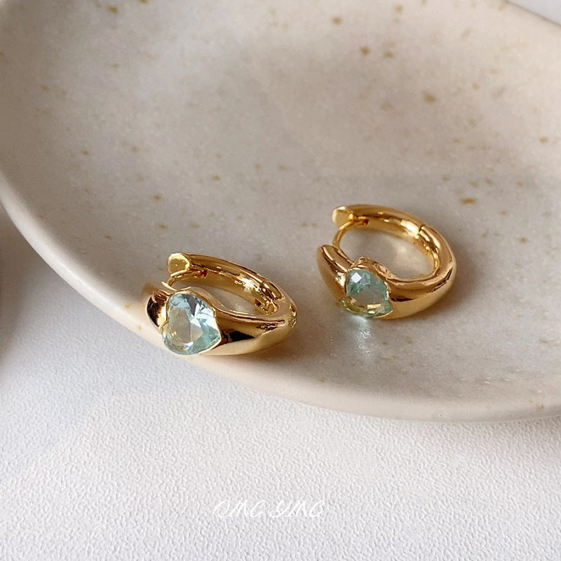 Heart Shape Earrings For Women In Silver Featuring Copper Ear Pins And Zircon Inlay