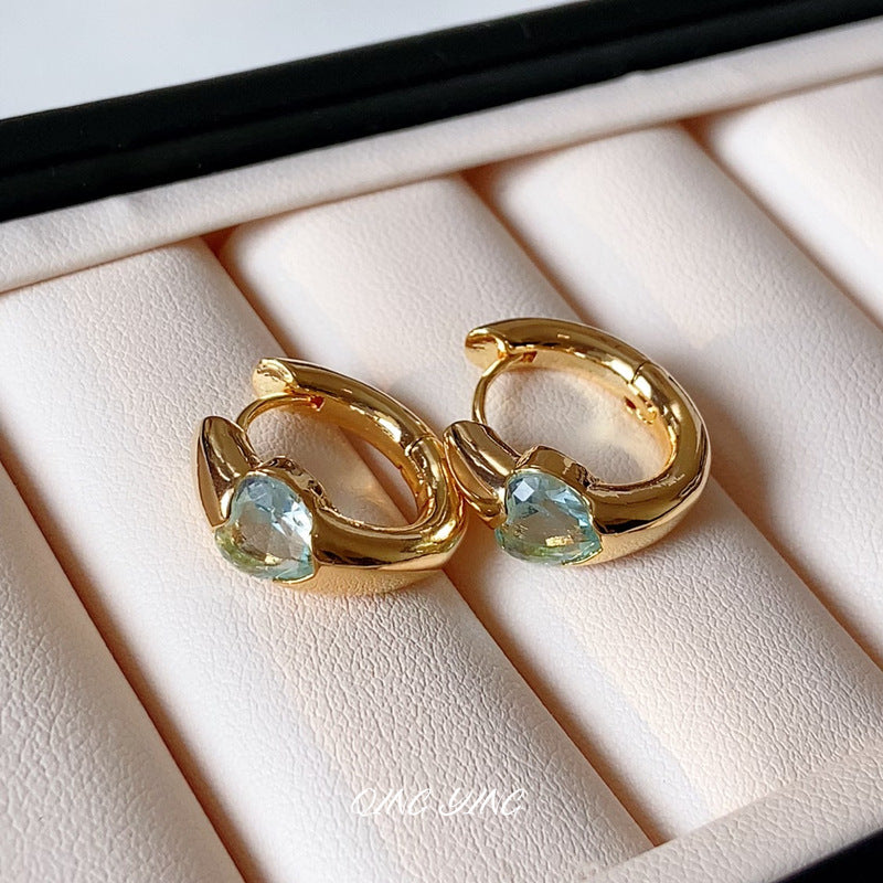 Heart Shape Earrings For Women In Silver Featuring Copper Ear Pins And Zircon Inlay