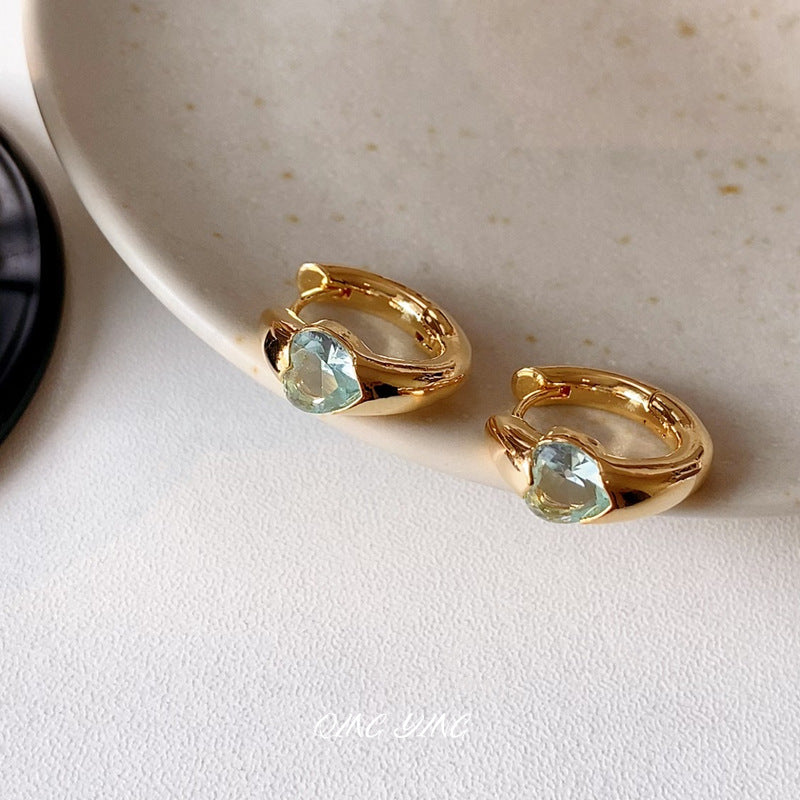 Heart Shape Earrings For Women In Silver Featuring Copper Ear Pins And Zircon Inlay