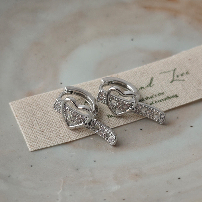 Heart Shape Earrings For Women Featuring Real Gold Plated Copper With Sparkling Rhinestones