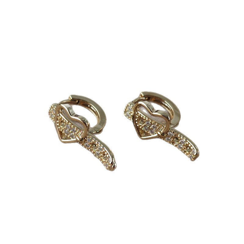 Heart Shape Earrings For Women Featuring Real Gold Plated Copper With Sparkling Rhinestones