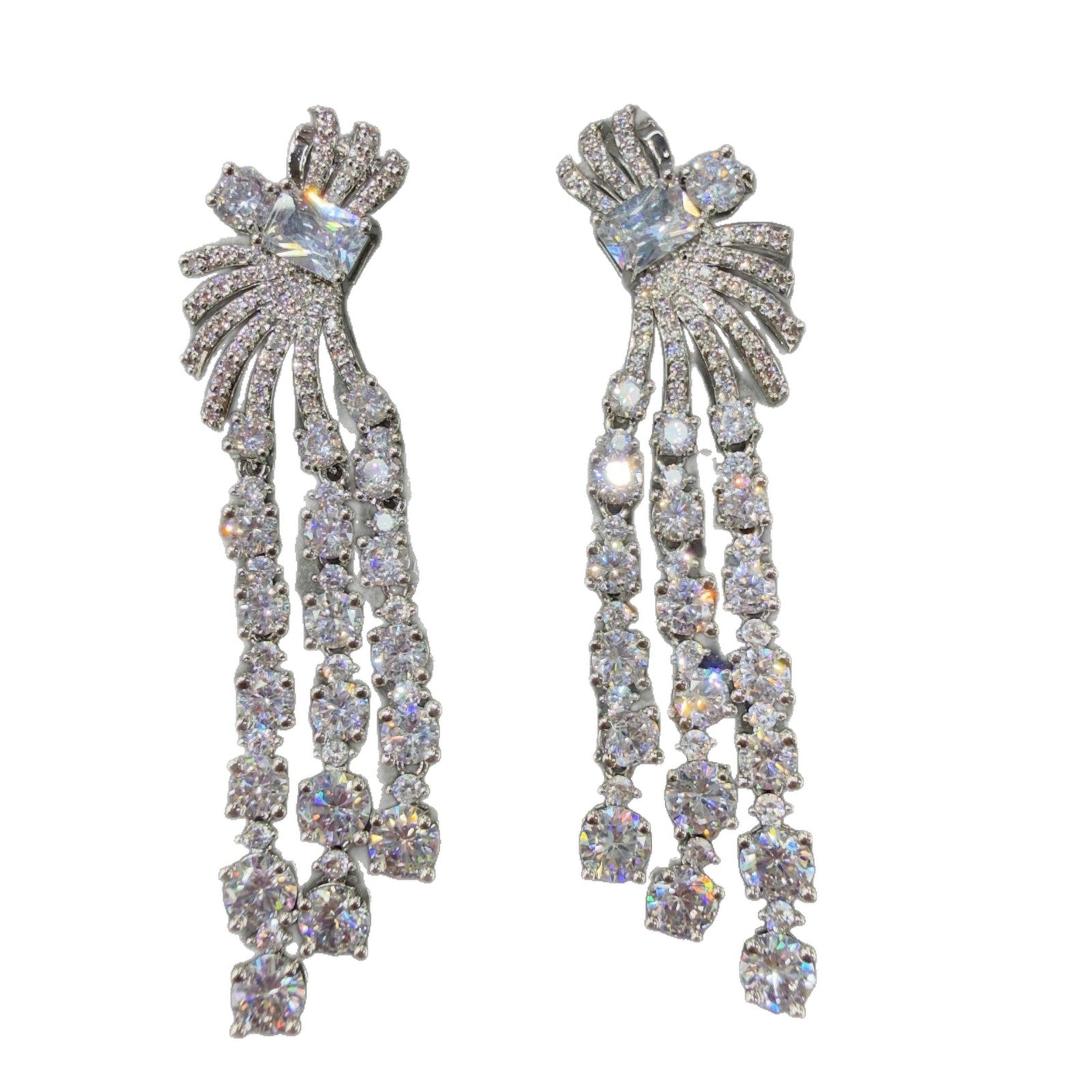 Bow Tie Tassel Earrings For Women In Silver Featuring 925 Sterling Silver Ear Pins And Copper Material