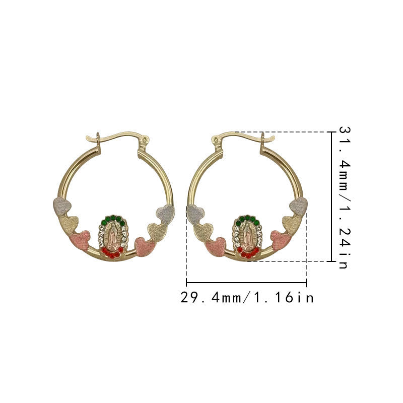 Heart Shape Earrings For Women In Cute Style With Copper Ear Pins And Zircon Inlay, Electroplated Finish