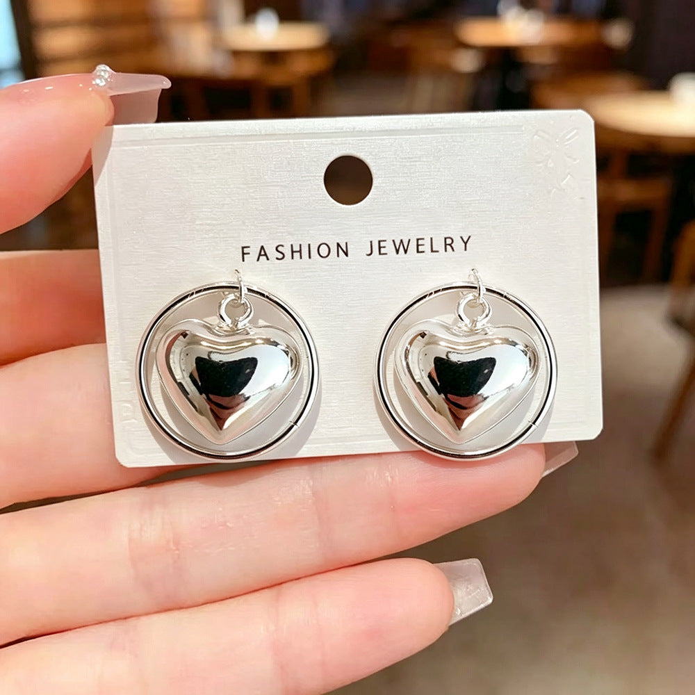 Heart Shape Earrings For Women In Gold Featuring Electroplated Finish And Copper Ear Pins