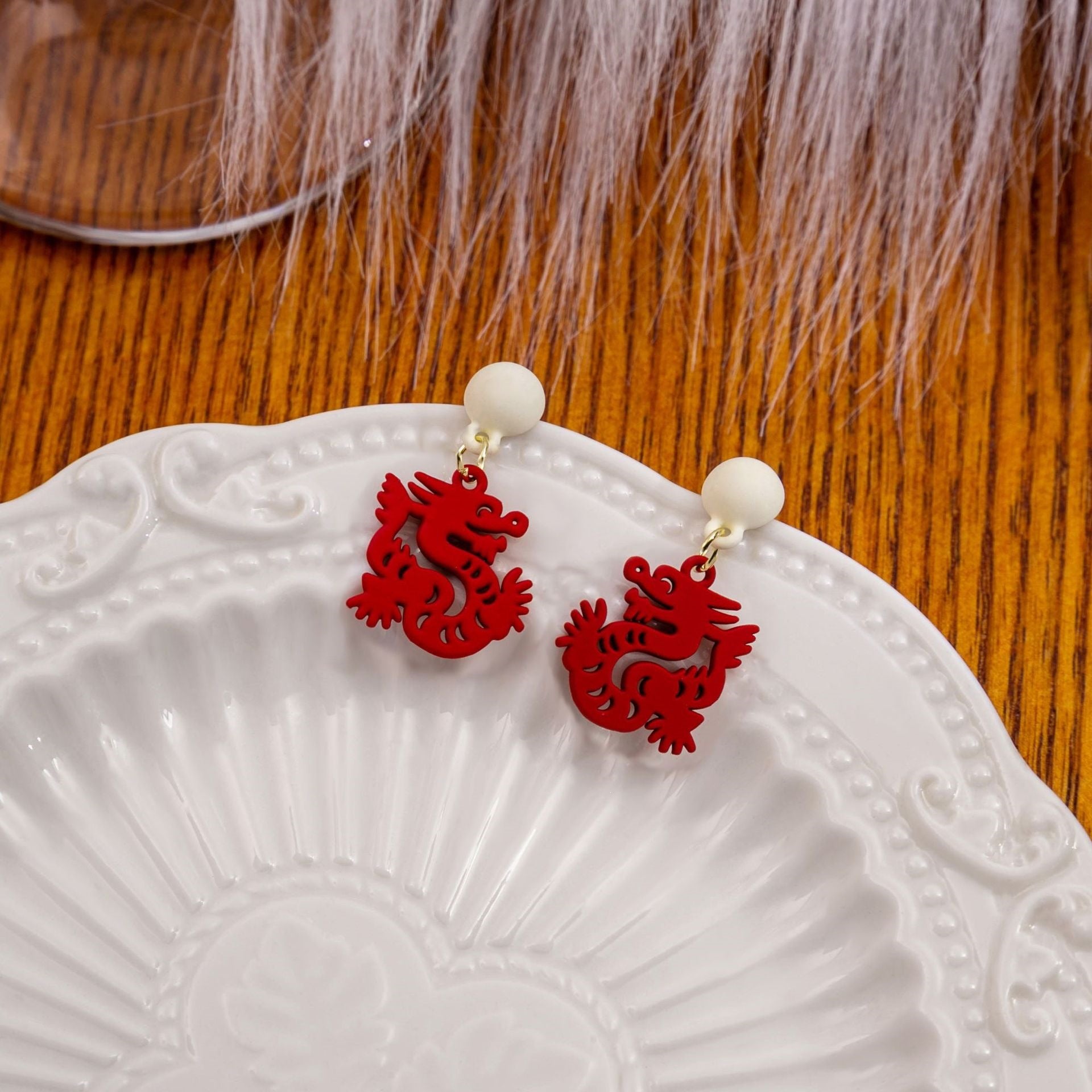 Heart Shape Asymmetrical Cartoon Style Earrings For Women In White Zinc Alloy, Perfect For New Year